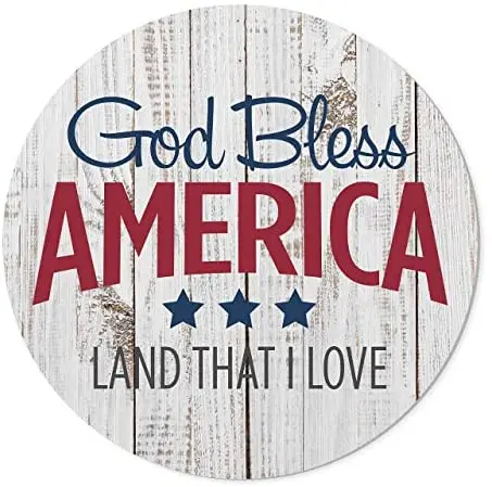 

God Bless America Round Sign Round Metal Tin Signs for Home and Kitchen Bar Cafe Gas Station Garage Retro Wall Decor