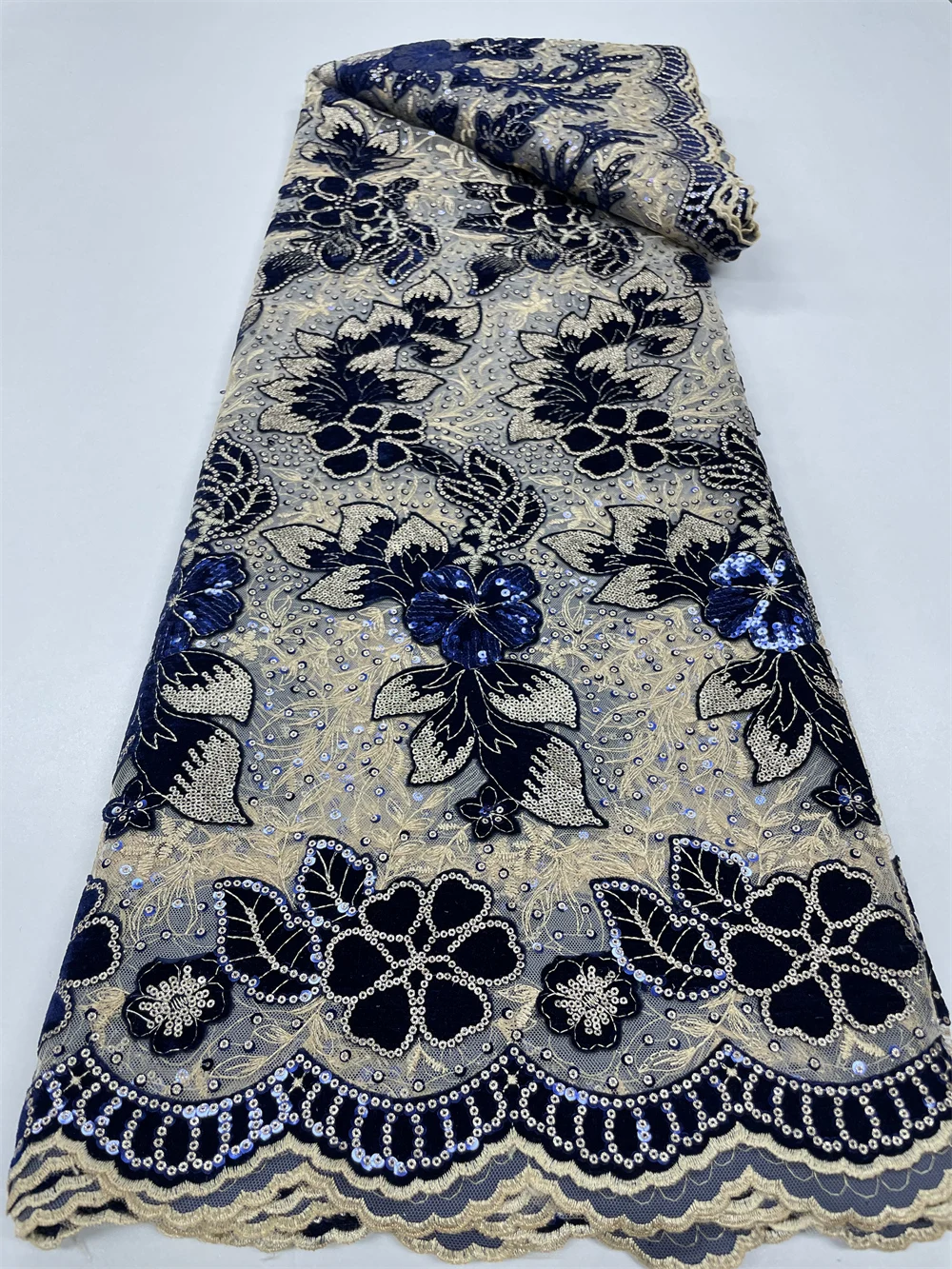 

Sequins Tulle Lace African Sequence Lace Fabric with Beads High Quality Nigerian French Mesh Net Fabric Sewing Material PL429-7