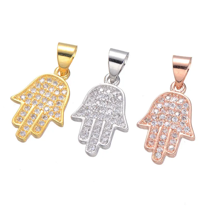 

2 x Silver/Gold/Rose Gold Copper Alloy Hamas Hand Charms Pendants for Jewelry Necklace Bracelet Making Accessories 17x11mm