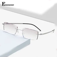 lunette homme luxe rimless glasses vintage pure titanium optical eyewear single vision gradient gray myopia reading lens