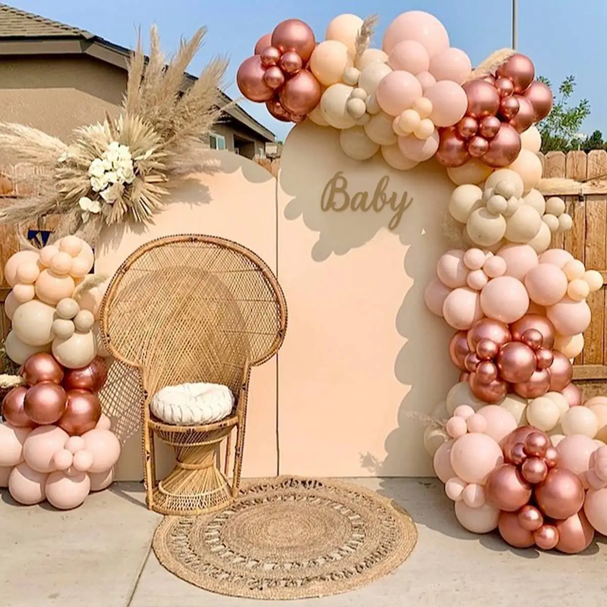 

Розовая гирлянда с воздушными шарами, украшение для свадьбы, дня рождения, праздника для будущей мамы, розовое золото, конфетти, шары из лате...