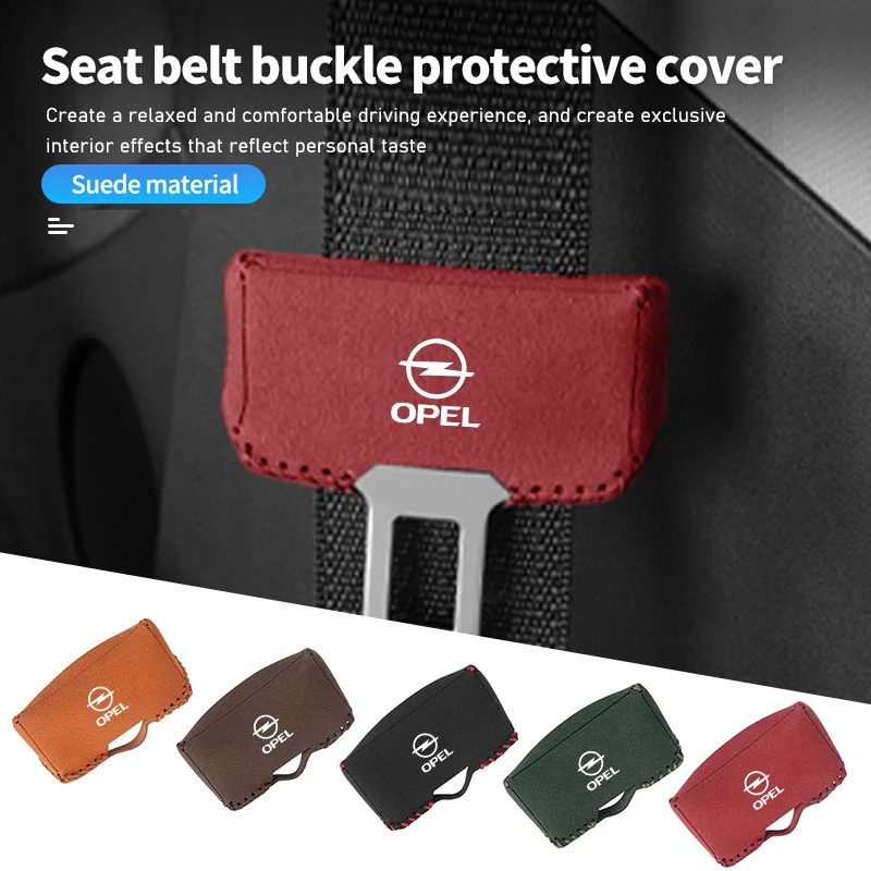 Фото Для Opel: 1/2 шт. Защитный чехол-накладка на пряжку ремня безопасности из замши, предотвращающий царапины, для моделей Astra H, G, J, Insignia, Corsa, Zafira, Meriva №1