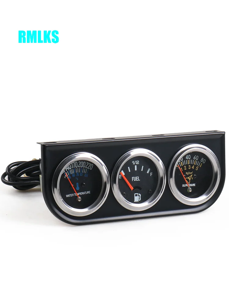 

52mm 2" 3-In-1 Kit Car Gauge Voltage + Water Temperature + Oil Press Gauges Black Holder Car Meters Triple Dashboard Specifica