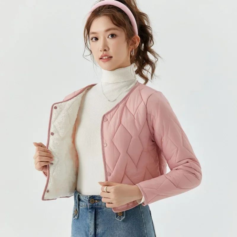 Женская зимняя куртка в римском стиле из шерсти ягненка и хлопка