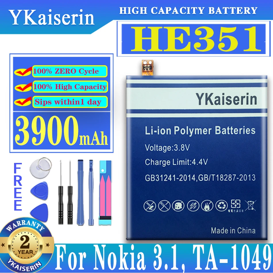 

YKaiserin HE351 3900mAh Battery for Nokia 3.1, TA-1049, TA-1057, TA-1063, TA-1070, TA-1074 Batteries + Tool