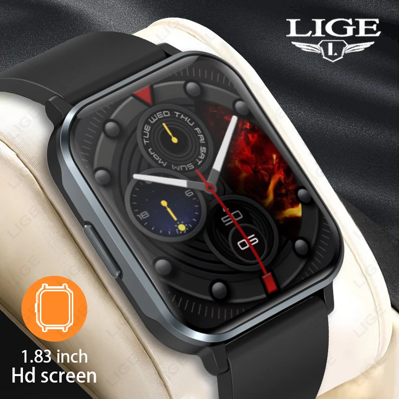 LIGE 2023 New Men Smart Watch Bluetooth Call 1.83