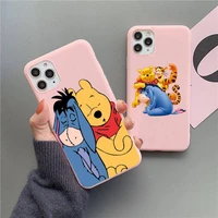 pooh bear eeyore tigger piglet phone case for iphone 13 12 11 pro max mini xs 8 7 6 6s plus xr matte candy pink silicone cover