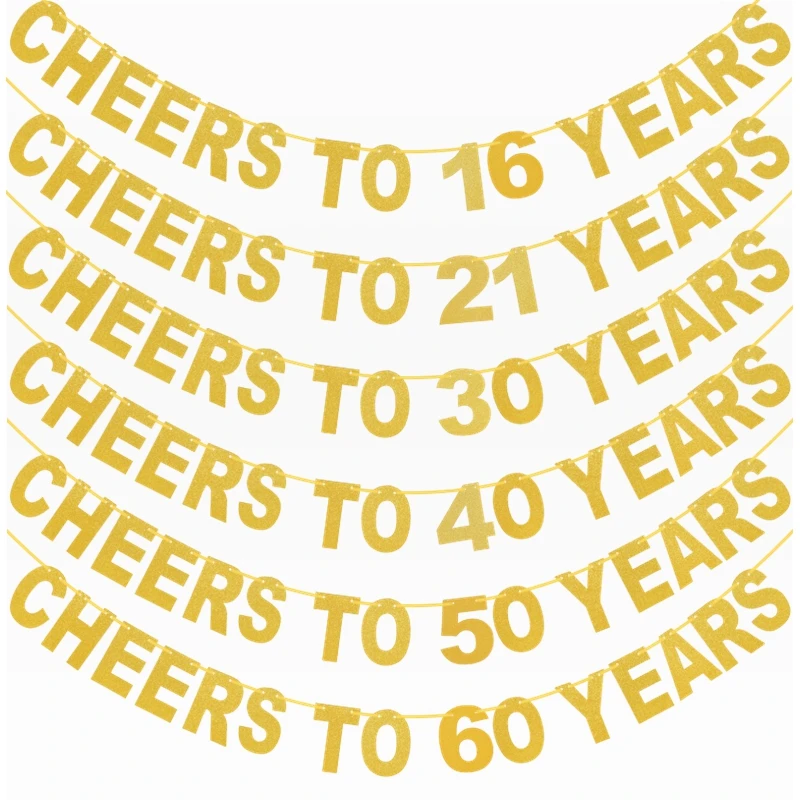 

Gold Glitter Birthday Bunting Banner Cheers To 10 18 20 30 40 50 60 70 Years Paper Garland Anniversary Birthday Party Decoration