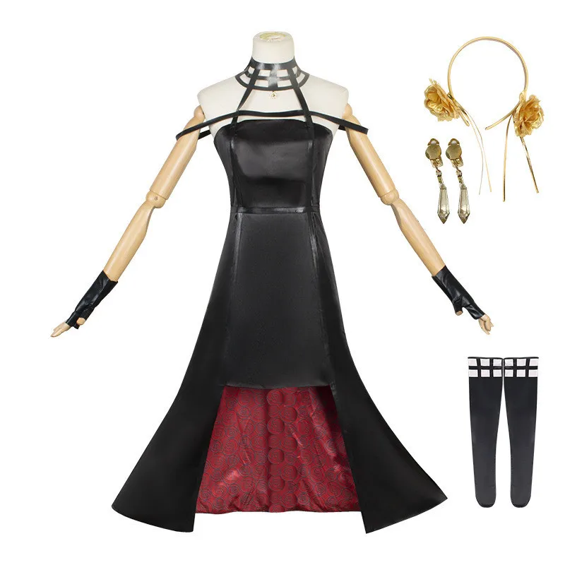 

Anime Spy X Family Yor Forger Cosplay Costume Wig Dress Suit Black Red Skirt Set Yor Briar Earring Long Hair Women Clothes Party