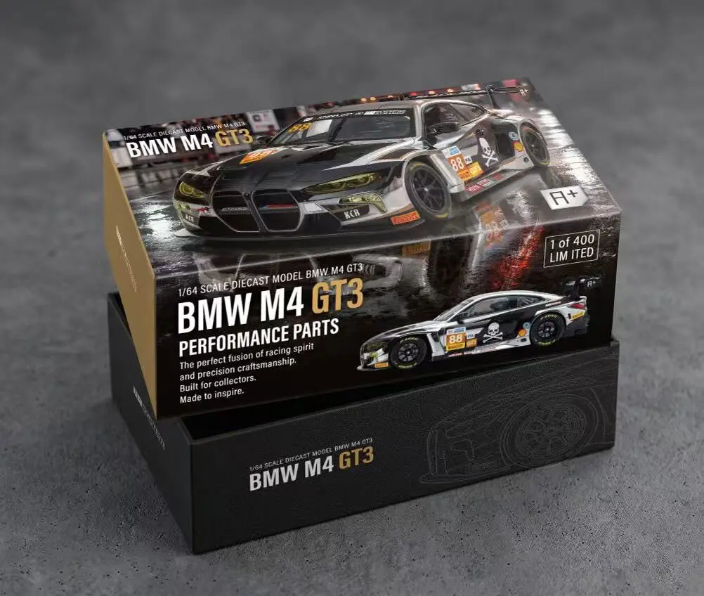 Фото Модель автомобиля A+system 1:64 Black Boss, совместная серия, вторичная модификация M4 GT3 MMJ, лимитированная серия для Тайваня, литая под давлением имитационная модель из сплава. №4