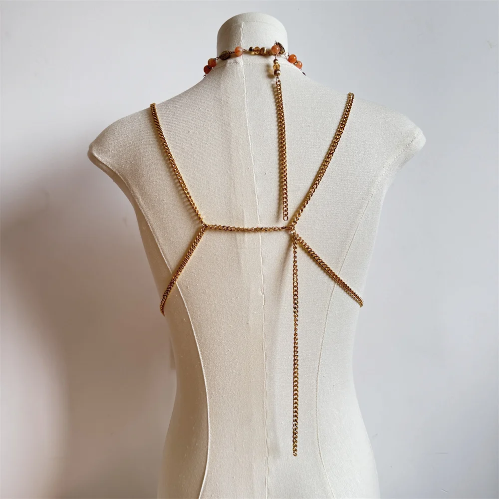 Женский бюстгальтер с цепочкой и бусинами ажурный топ Ювелирное Украшение для