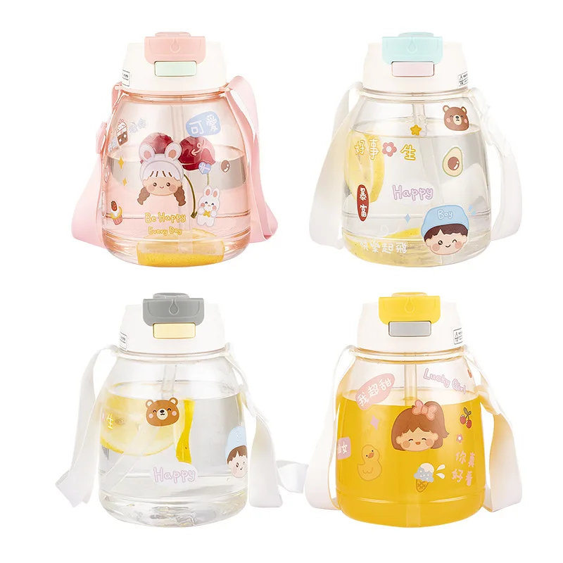 ZK35 Large capacity 1300ML children's water cup belly cup straw cup student children's drinking cup water bottle