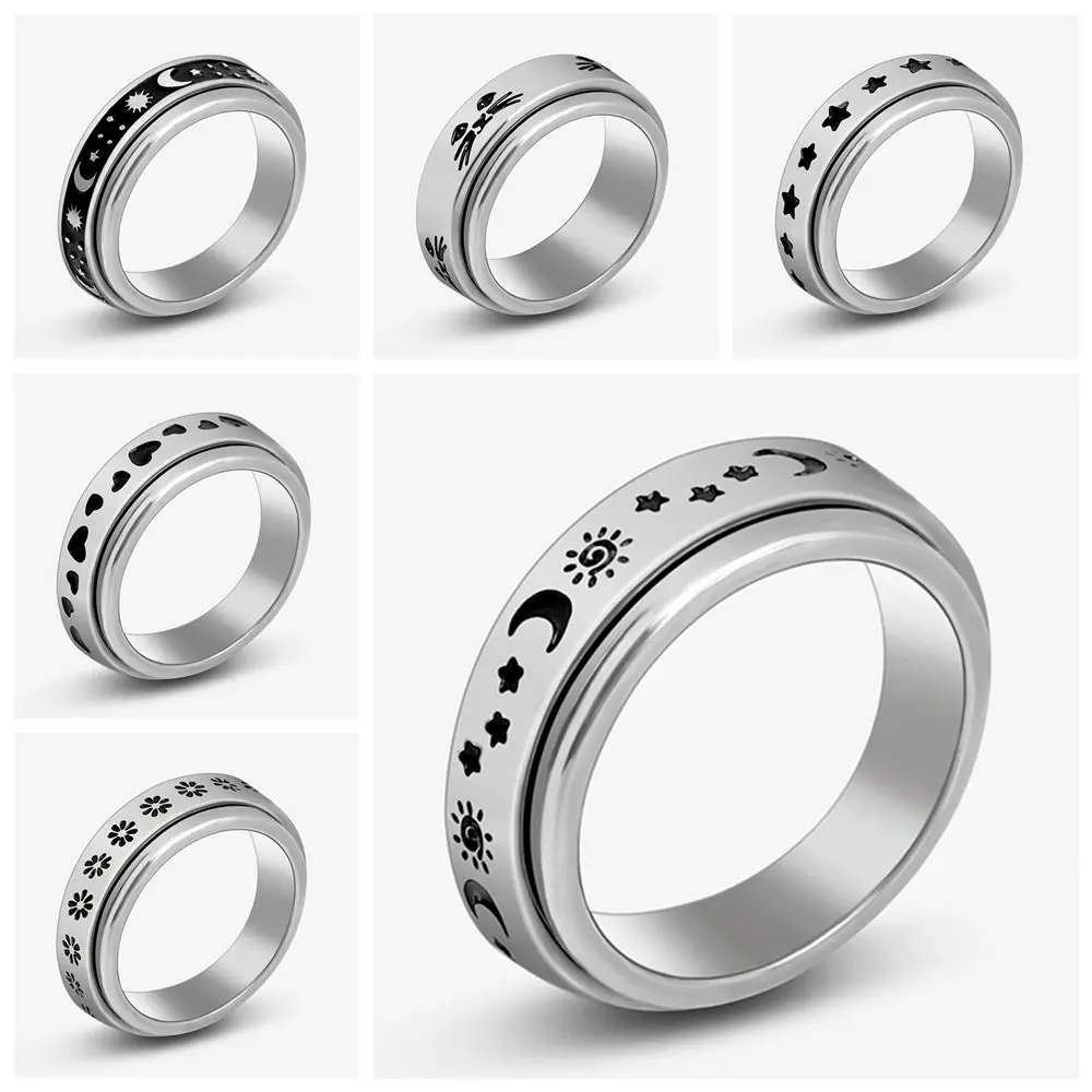 

Vintage Fashion Spinner Anti Stress Stainless Steel Freely Spinning Anxiety Rings Rotatable Punk Spinner Fidgets Rings