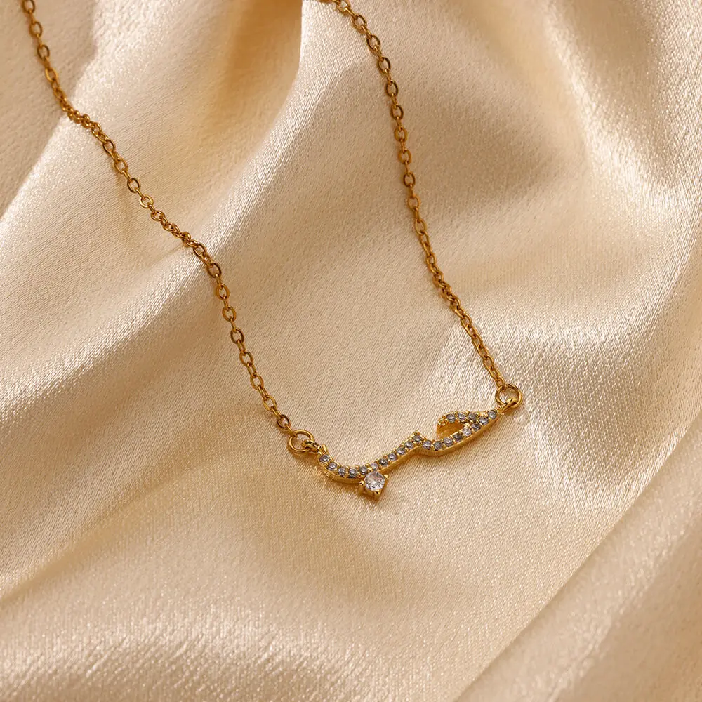 Ожерелье женское с кулоном из нержавеющей стали фианитом