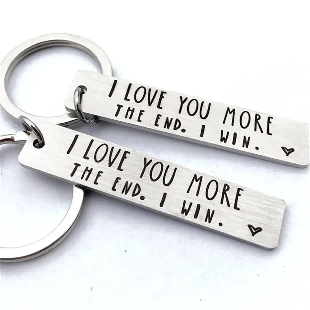 

Gift For Her Him Stainless Steel Bag Pendant The End I Win Letter Key Chain Letter Keyring I Love You More / Most