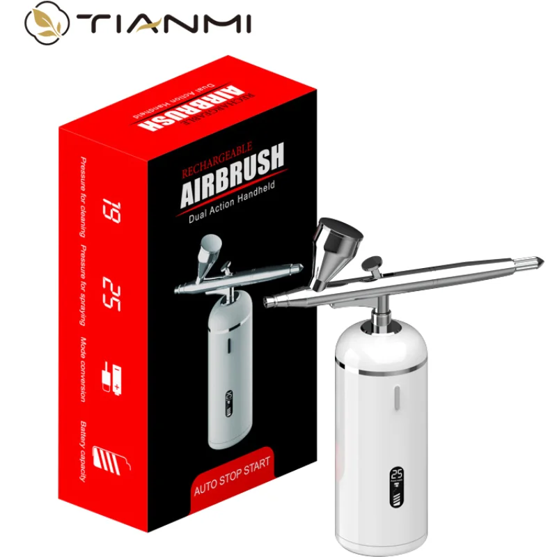 TIANMI Airbrush Kit with Air Compressor Portable Cordless Auto Airbrush Gun Kit for Cake Decor Model Coloring Nail Art Tattoo