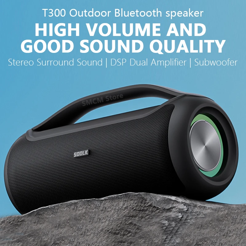 

T300 120W Big Power Wireless TWS Subwoofer Bluetooth Speaker High Volume Waterproof Portable NFC Mobile Power HIFI Sound Quality