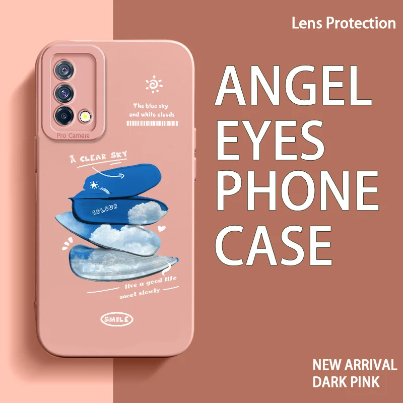 

Case for Realme GT Master Q3 Pro Carnival X50 Pro 5G XT X2 Narzo 50A Oppo K5 Brushwork Cloud Silicone Case Simple Text