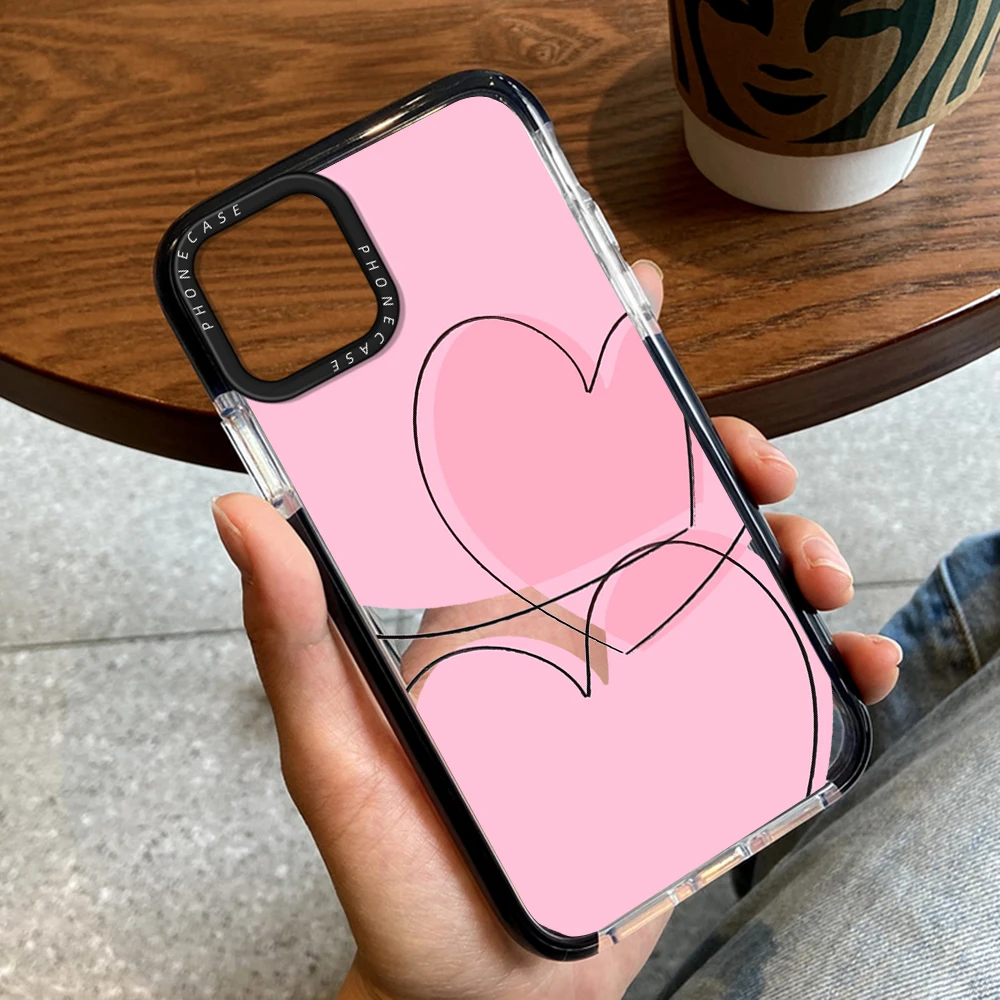 

Love Heart Coque Phone Case for iPhone 14ProMax 13Pro 12ProMax Transparent Soft Cover for iPhone 14 14Plus 11 Pro Max Carcasa