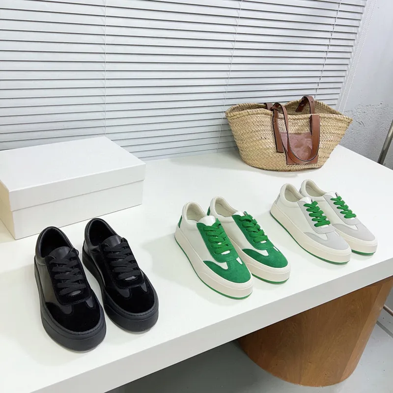 Spring and autumn new leather patchwork lace up vintage thick soled casual shoes women's summer walking flats soled sneakers