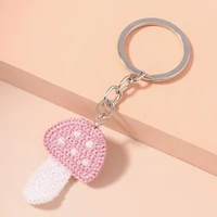 new simple design pink mushroom keychains souvenir gifts for women girls handbag pendants accessories car keys diy jewelry gift