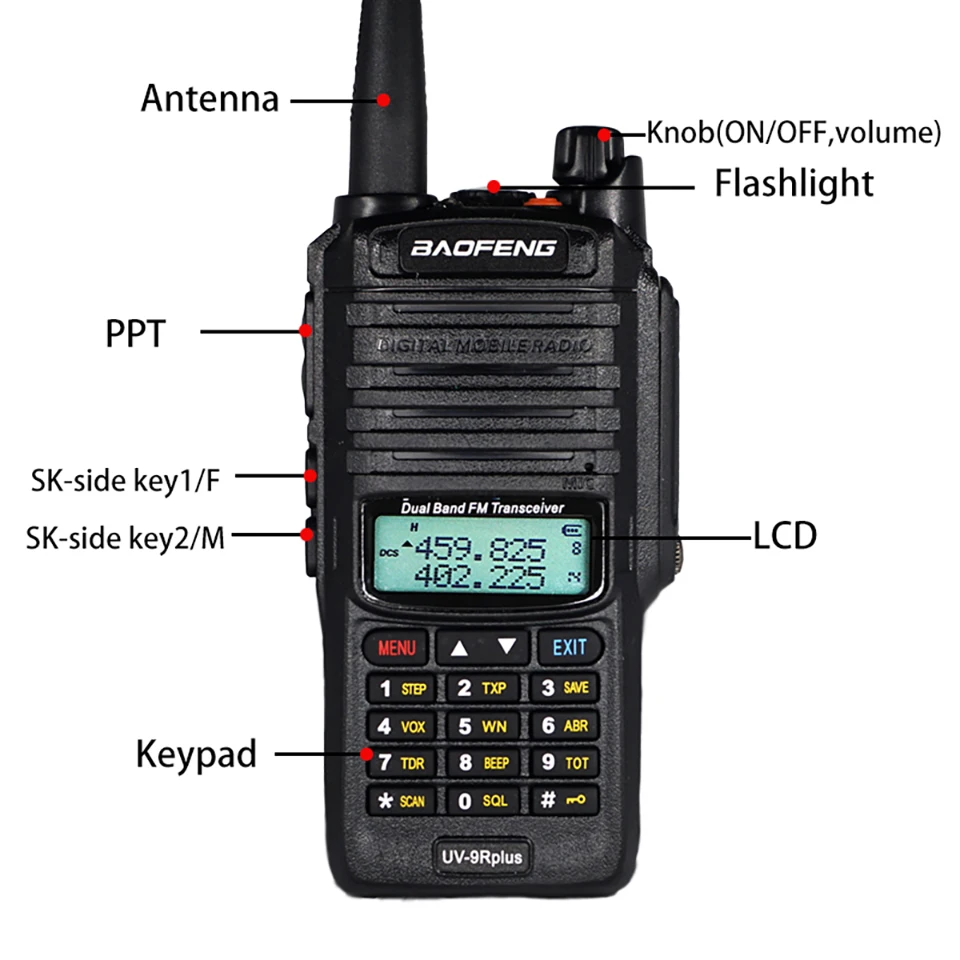 2pcs High power 10W 4800mah BaoFeng UV-9R plus two way radio VHF UHF portable CB Radio Waterproof walkie talkie UV-9R plus