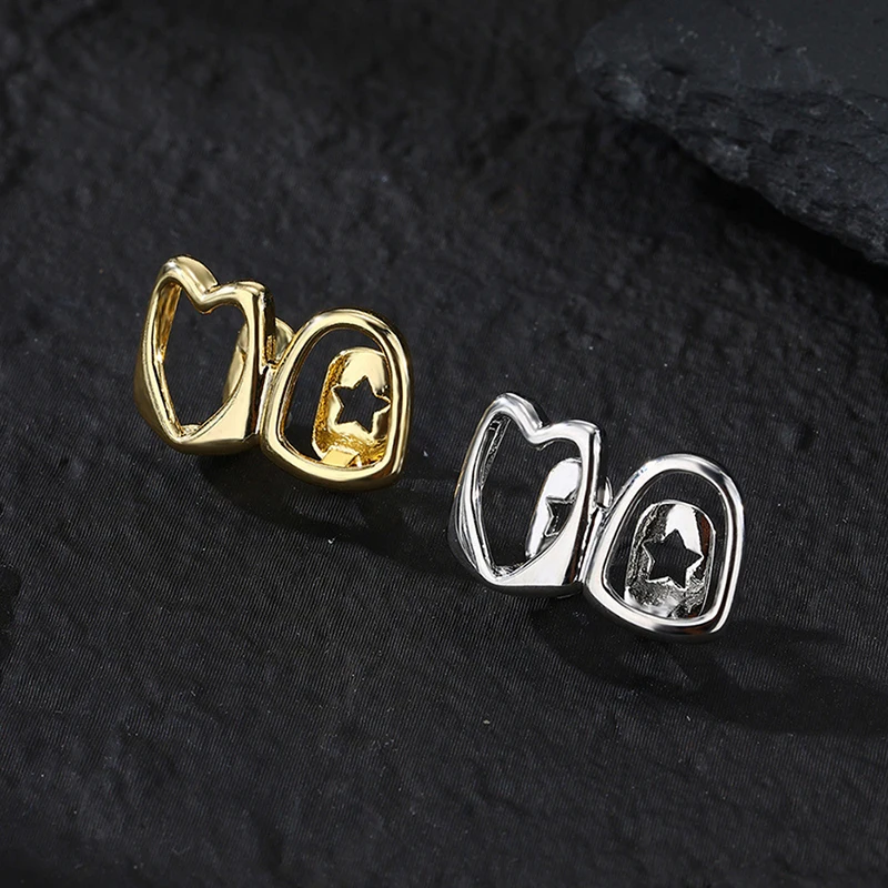 Новая кепка в стиле хип-хоп для зубов Grillz мужчин и женщин Iced Out Hollow с одним двойным