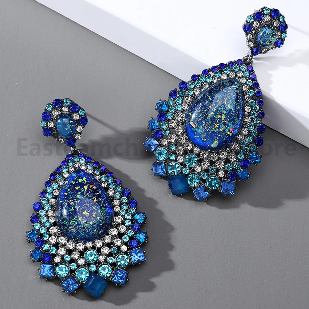 

Vintage Big Dangle Drop Earring Luxury Antique Chandelier Pendant Earrings For Women Trend Unusual Pendientes Crystal Jewelry