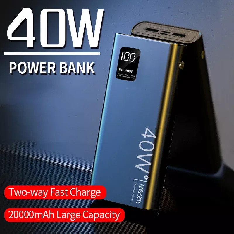 

Power Bank 20000mAh Portable Super Fast Charging Powerbank Digital Display External Battery For IPhone Xiaomi