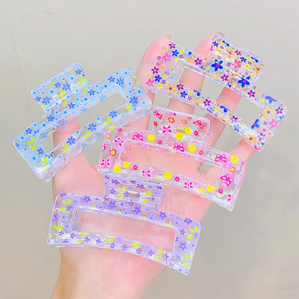 

Hair Grab Acrylic Hair Clip Hair Claw Geometric Hairpin Shark Clip Hair Accessories Floral Transparent Clip