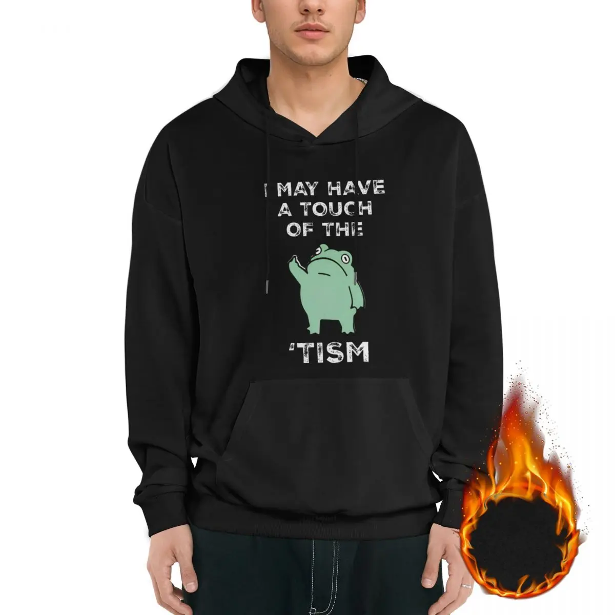 Мужская флисовая толстовка с капюшоном I May Have A Touch Of The Tism черная длинными