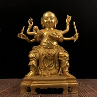 13 tibetan temple collection old bronze gilt third prince three heads and six arms nezha buddha gather fortune town house