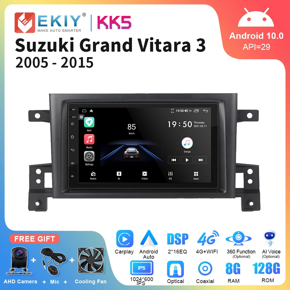 EKIY KK5 8+128G For Suzuki Grand Vitara 3 2005 - 2015 Car Radio Multimedia Video Player Navigation GPS Android No 2din 2 din dvd