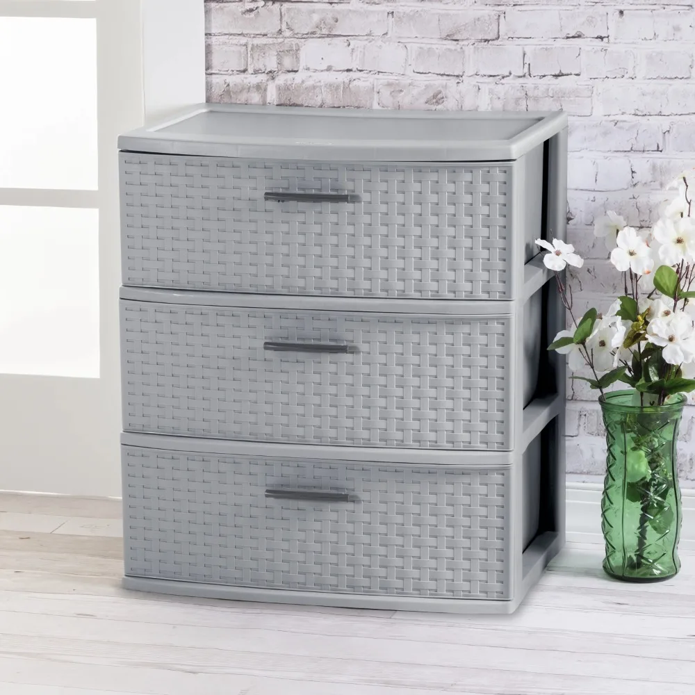 

Sterilite 3 Drawer Wide Weave Tower Cement