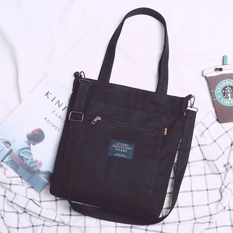 

Soft Canvas Bag Large Capacity Women Shopping Bag Casual Hasp Ladies One Shoulder Tote Bags Fashion Zipper Women Handbags