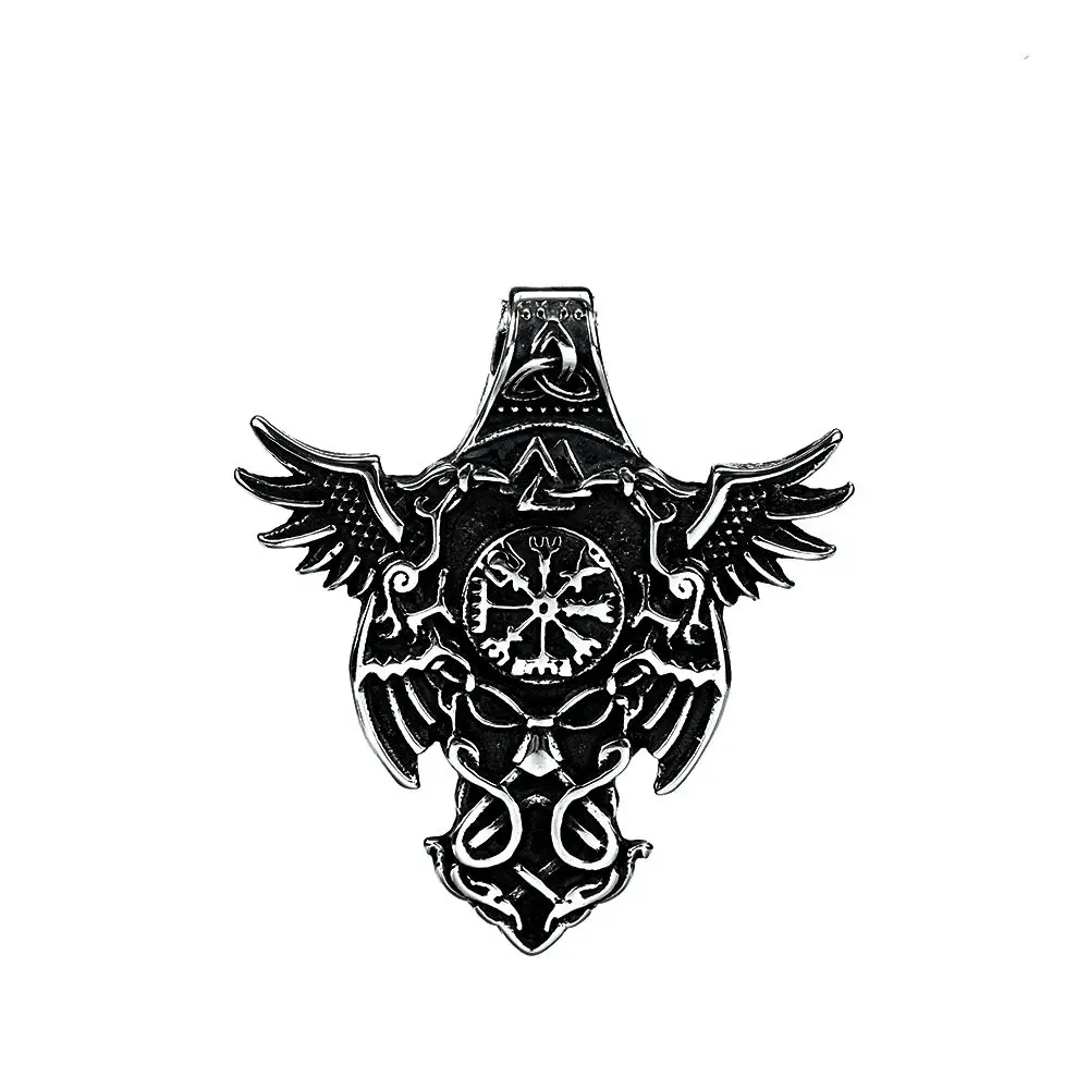 

European and American jewelry Viking compass logo Celtic knot double-sided pendant titanium necklace
