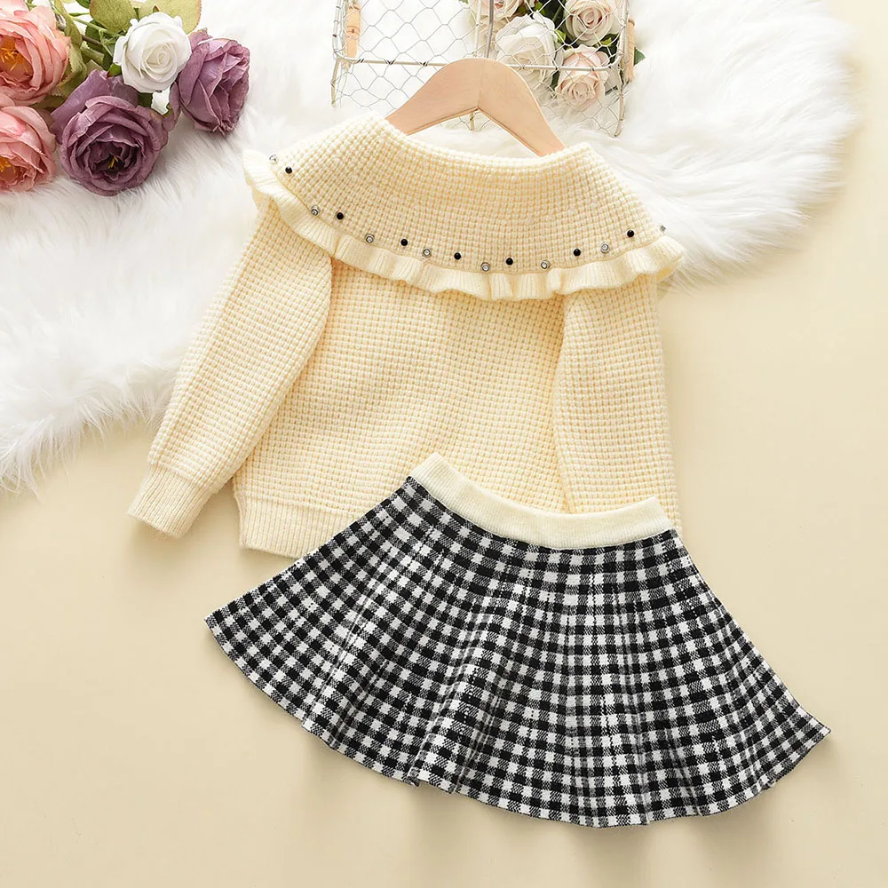 Комплект одежды для девочек 2-6 лет новый осенне-зимний Кардиган с лацканами и