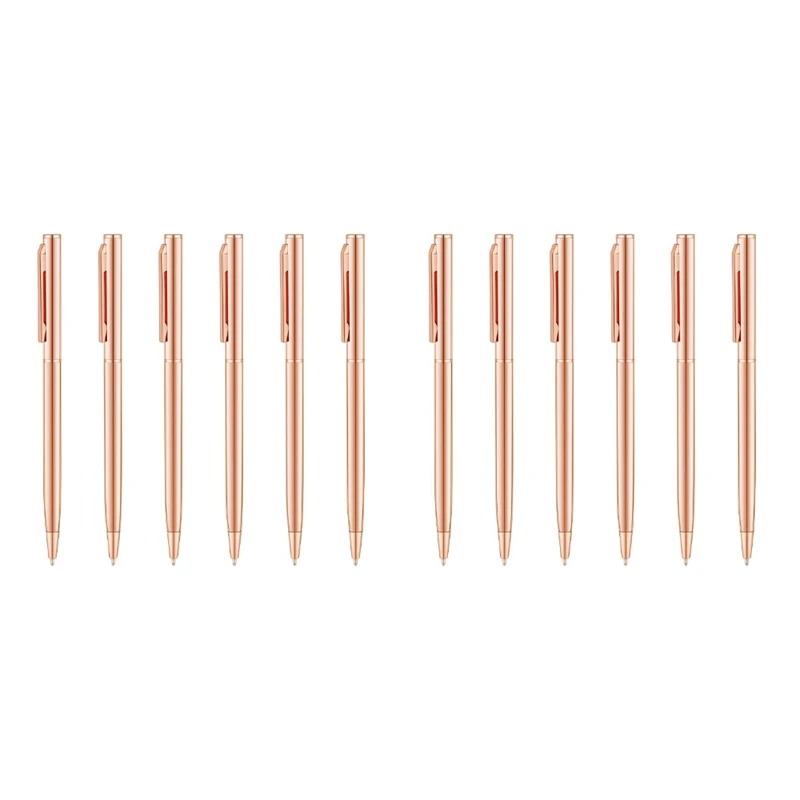 

Slim Metallic Retractable Ballpoint Pens,Nice Gift For Uniform Office Students Teachers Wedding Christmas,(1 Mm)12 Pack