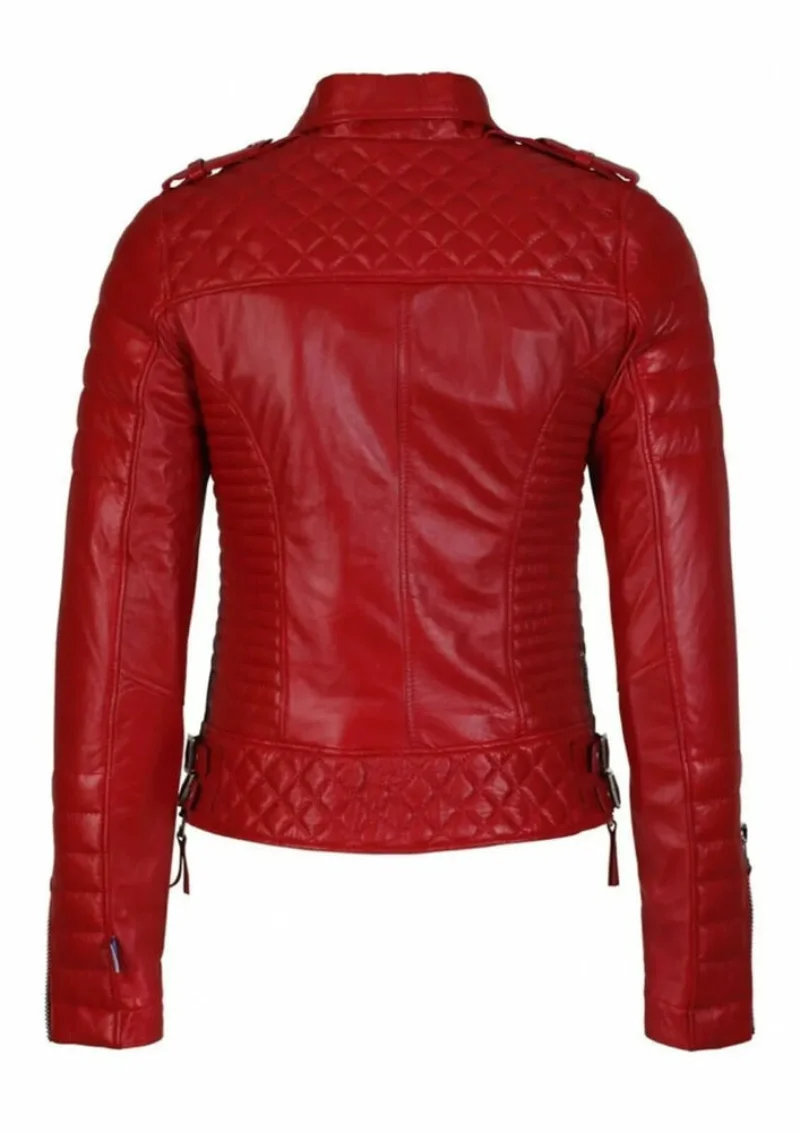 Women Lambskin Leather Ladies Jacket Biker Motor Slim Fit Red Jacket Real Leather Jacket Women