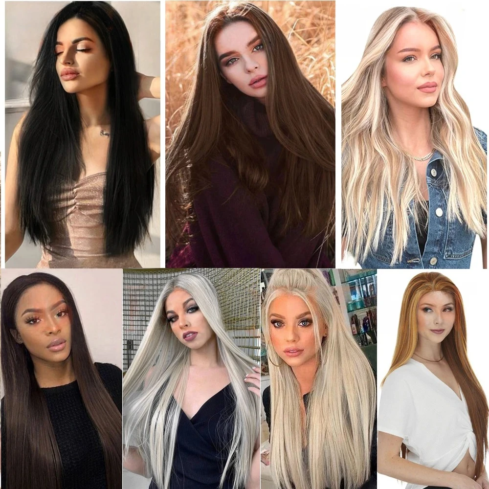 26-дюймовые прямые парики яки натуральные синтетические волосы для женщин