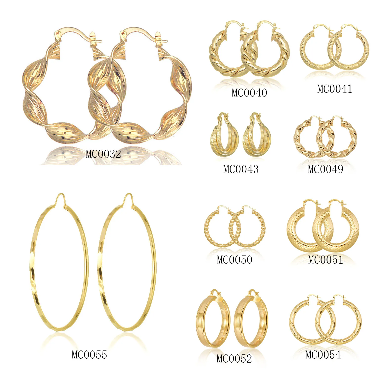 10 пар 18-каратных позолоченных медных серег-кольца для официальной местности