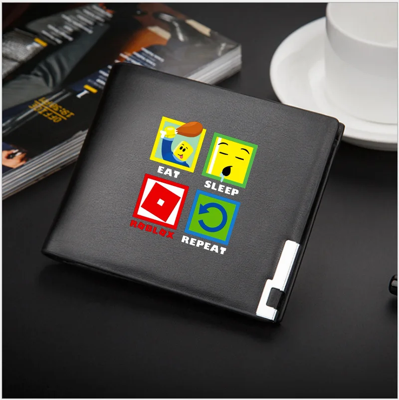 

Roblox Virtual World Anime Peripheral Student Print Short Leather Wallet PU Leather Wallet Men's Change Storage Bag Card Holder