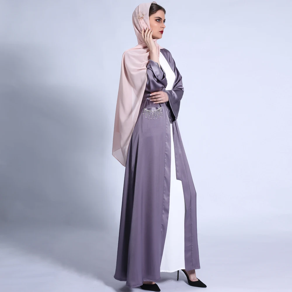 Trendy Flare Sleeve Fancy Abaya for Women Muslim Saudi Dubai Kaftans Caftan Open Kimono Islamic Robe Fashion Cardigan Maxi