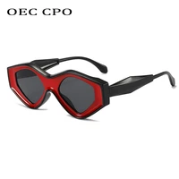 oec cpo vintage polygon sunglasses women fashion colorful double color sun glasses men irregular shades uv400 eyewear