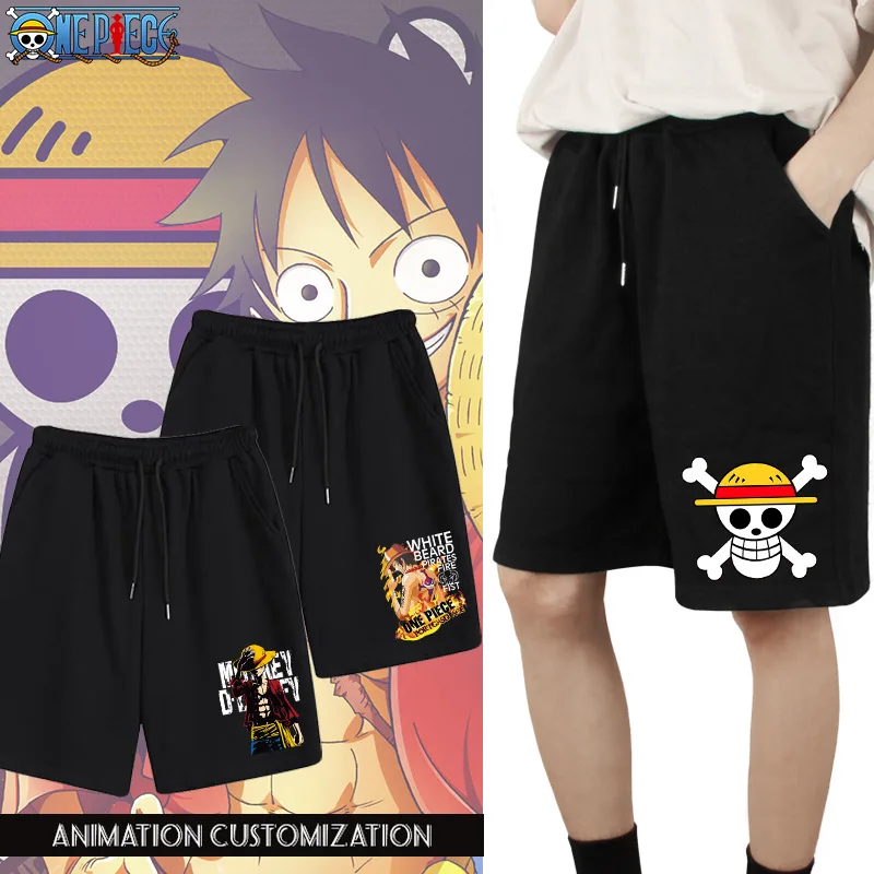 

One Piece Anime Casual Pants Men's Wear Luffy Two-dimensional Surrounding Summer Micro-Embastic Loose Cotton Sports Shorts