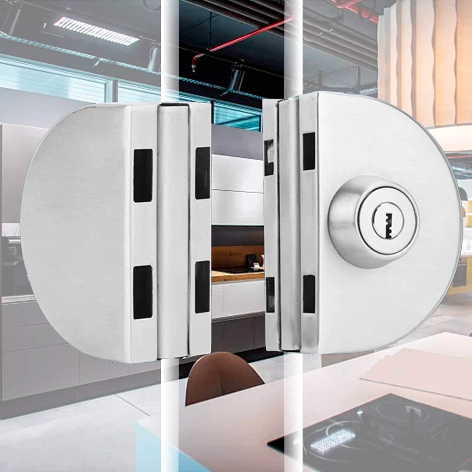 1 шт. замок для стеклянной двери нержавеющая сталь 3 ключа двойные изогнутые