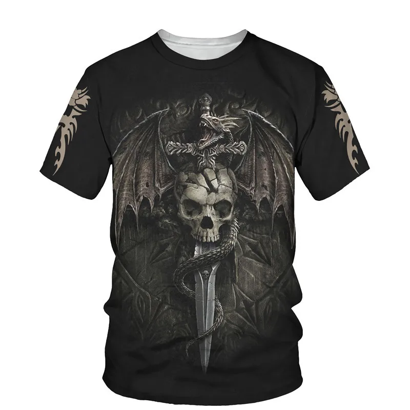 

Summer Fashion Men's T-shirt O Neck Short Sleeve Cool Flying Dragon Symbol 3D Printed Tops Plus Size Hip Hop Street Wear T Shirt