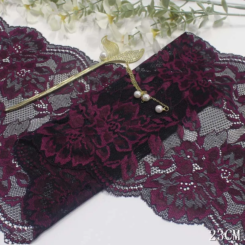 

50 ярдов, фиолетовая мягкая эластичная кружевная отделка для шитья нижнего белья, костюм, бюстгальтер, платье, одежда, аксессуары, ткань «сделай сам» 23 см