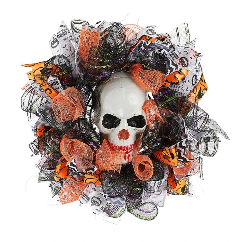 

M5TF Eerie Halloween Skull Wreath for Memorable Party
