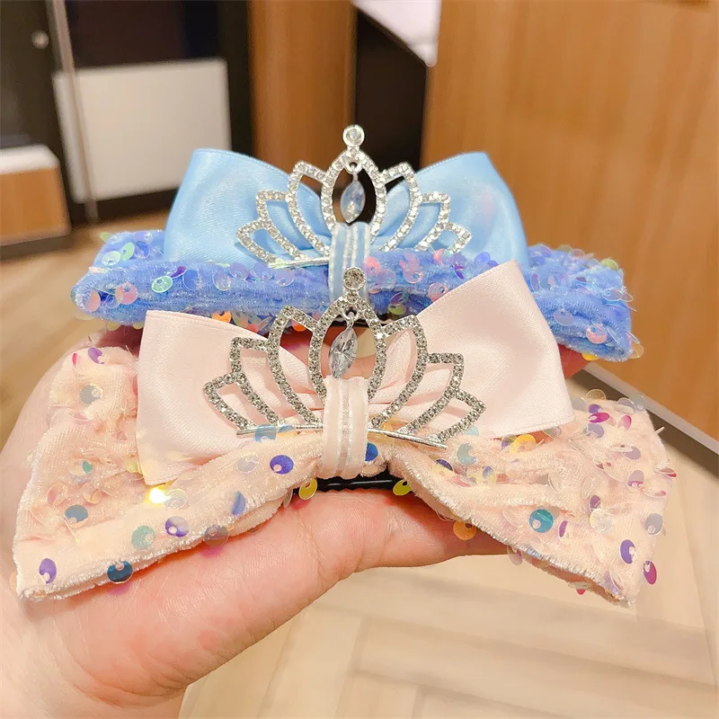 

Crown Bowknot Sequins Hairpin Girls' New Year Hairpin Cute Retro Hairpin Children's Hairpin for Women Decor Clothes Accessories